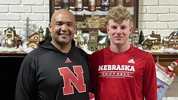 Rex Guthrie with Nebraska defensive coordinator Tony White